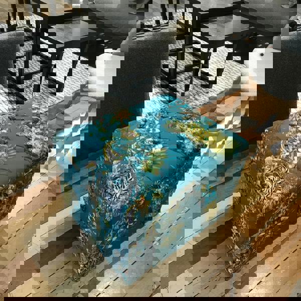 Square handmade buttoned ottoman UK
