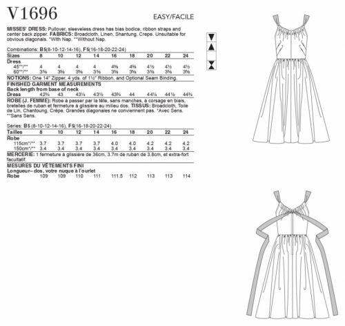 Vogue Sewing Pattern 1696, Dresses, Vintage Style for Women, B5 (8-10-12-14-16) - Easy