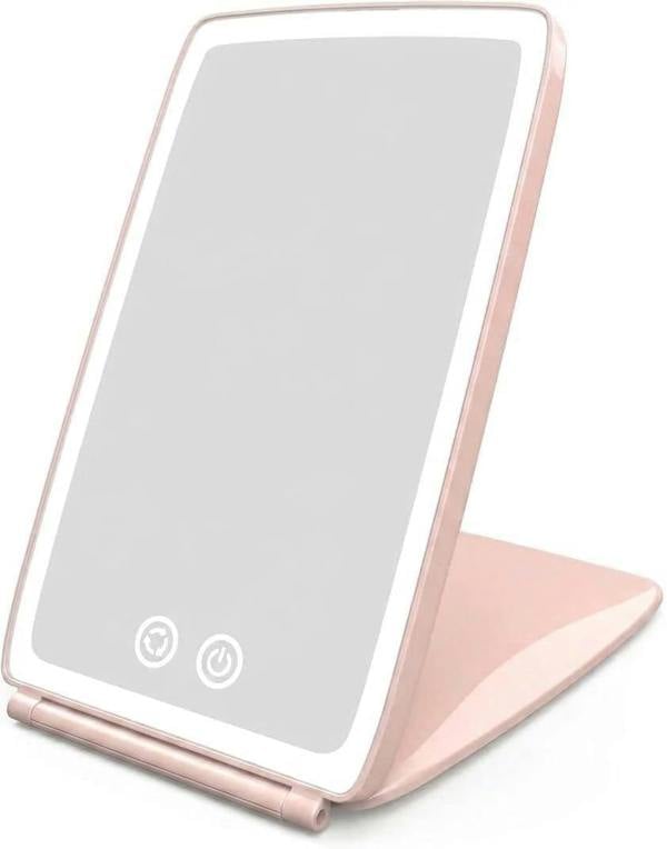ATEK Rechargeable LED Makeup Mirror 3 Light Modes Travel Pink