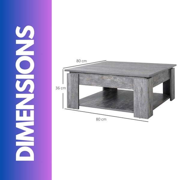 Rafaelo Mobilia 2 Tier Wooden Square Center Coffee Table Grey