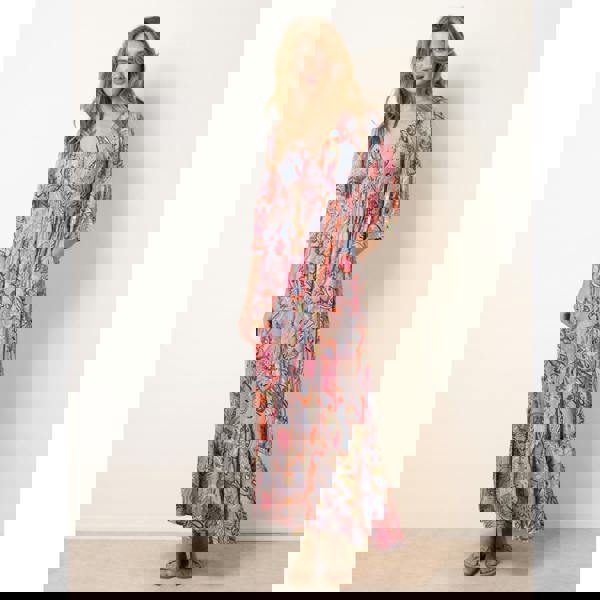 Blue Vanilla Paisley Print V Neck Maxi Dress