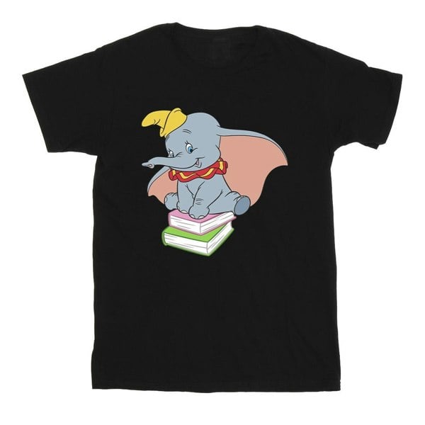 Disney Girls Dumbo Sitting On Books Cotton T-Shirt - Black
