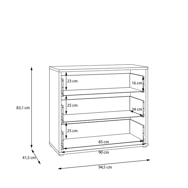 Alice Springs 3 Drawer Chest with Push-to-Open Drawers in Terracotta