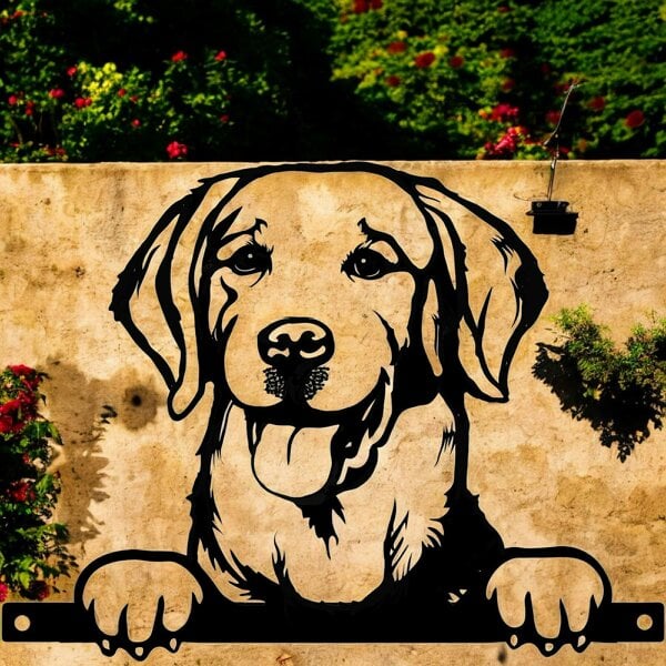 EDH Door Hardware Metal Labrador Retriever Peeking Dog Silhouette – 28cm x 32cm | Decorative Metal Labrador Art for Home & Garden Décor