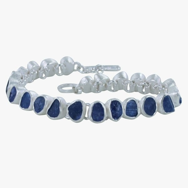 Sterling Silver Rough Tanzanite Stone Bracelet - Reeves & Reeves