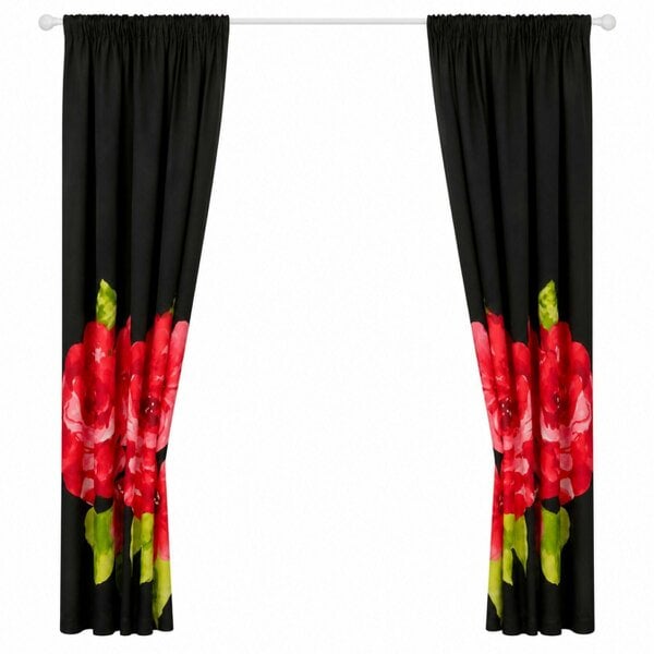 Smart Living Grace Curtain - Black/Red - 66"x72"