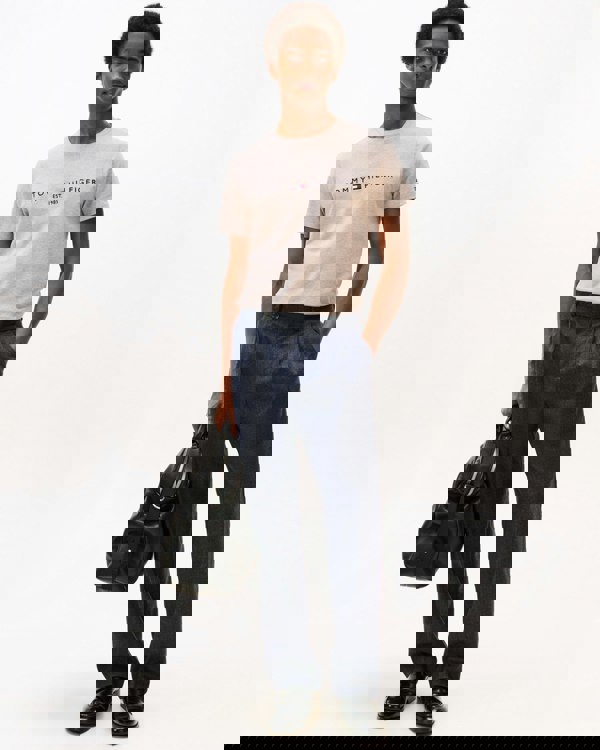 Tommy Hilfiger Tommy Logo Basic Mens T-Shirt - Heathered Pebble