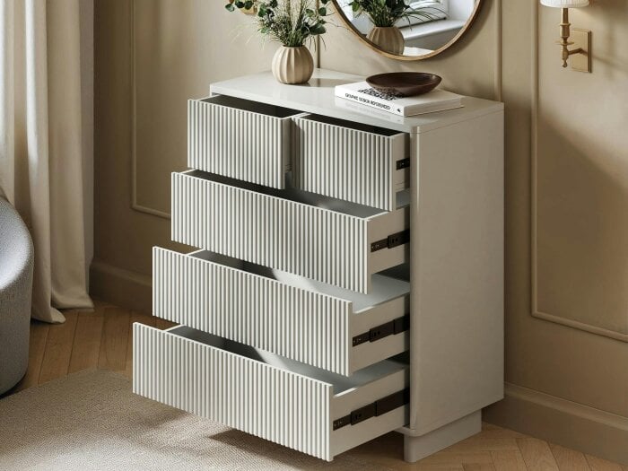 SOLACE+CO Velmor 2 Piece Ribbed Chest of Drawers Set White