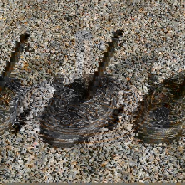 Samuel Alexander Outdoor 4 Person Round Glass Top Garden Dining Table Chairs With Black Parasol and Base Set