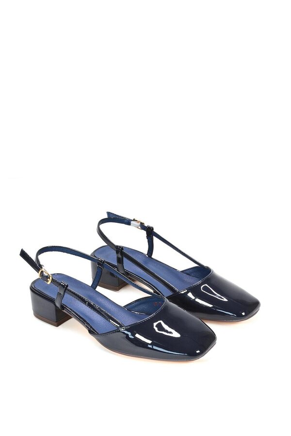 XY LONDON Slingback Court Shoes With Low Block Heel