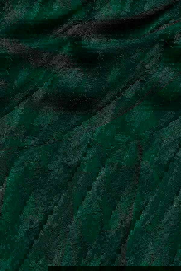 Jacquard Chiffon Wrap High Low Midaxi Dress - Emerald Green DR4552