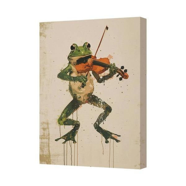 Benjamin Tate Design Contemporary Frog Playing Violin Canvas Wall Art Print UK Made