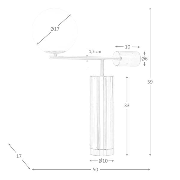 Angel Cerdá Table lamp in white glass, polished gold steel and porcelain marble base 8094
