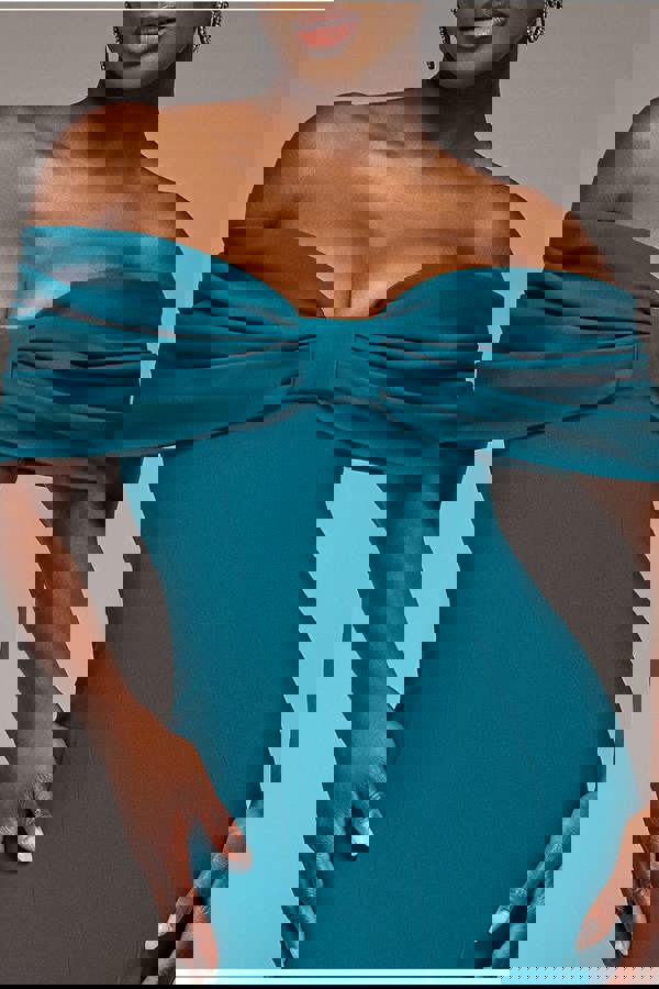 Bardot Bow Neck Maxi Dress - Emerald Green DR4809