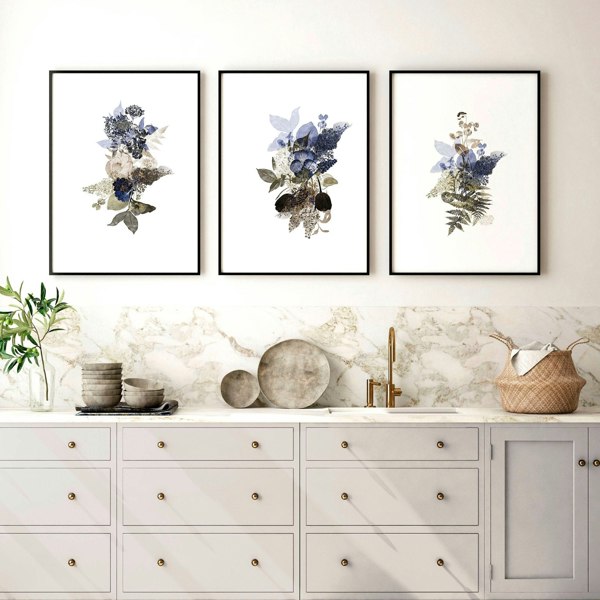 Wall paintings for kitchen | set of 3 Botanical art prints