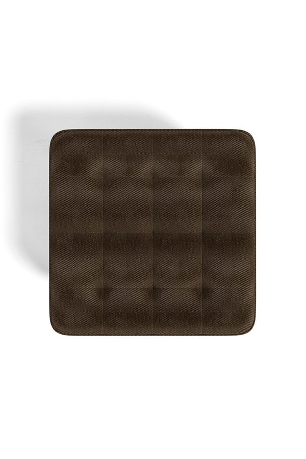 Living and Home Brown Linen Padded Wooden Leg Square Footstool