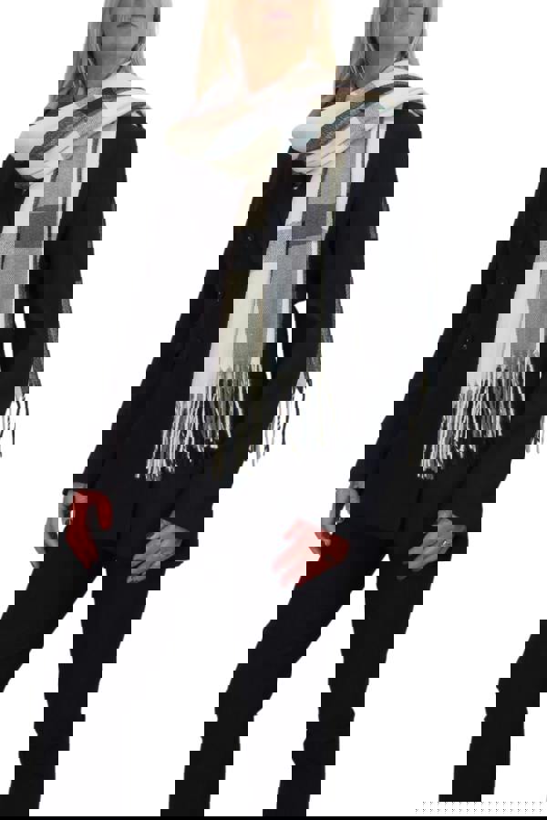 Paulo Due Wool Pashmina Shawl Oversized Plaid Wrap Scarf