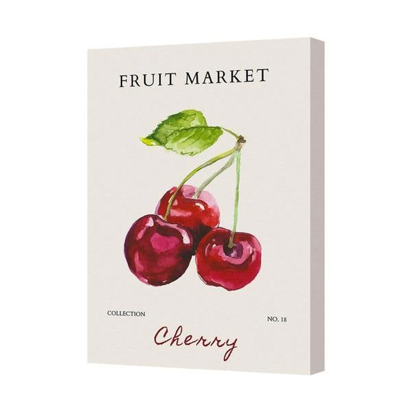 Benjamin Tate Design Cherry Canvas Wall Art Print Fruit Market Collection Handmade In UK