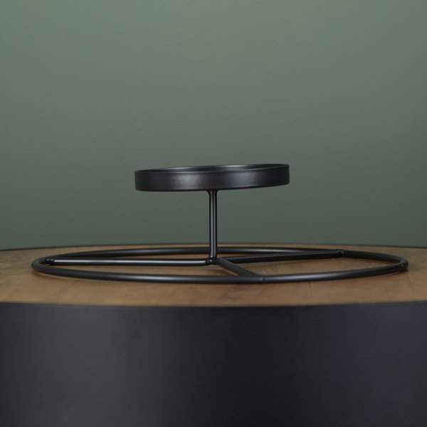 Samuel Alexander 25cm Black Round Metal Pillar Candle Ring Holder