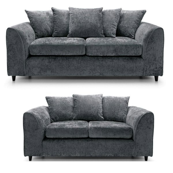 SQUAREBOXX Dylan Chenille 3+2 Seater Fabric Sofa in Grey