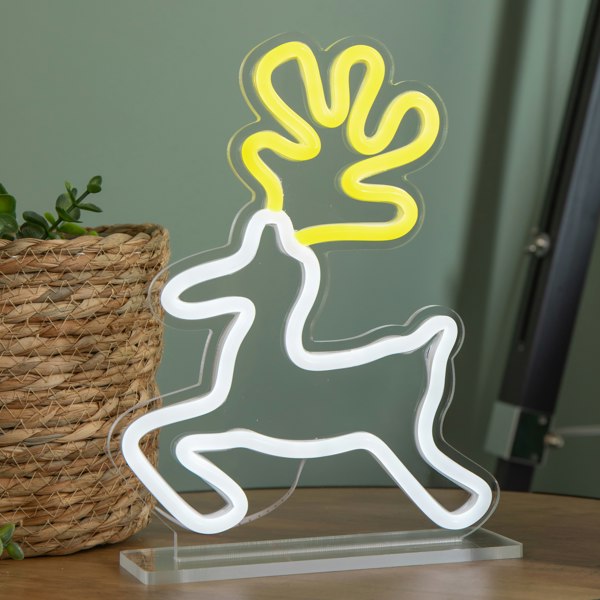 Samuel Alexander 25cm Light up Christmas Reindeer Table Top Neon Sign