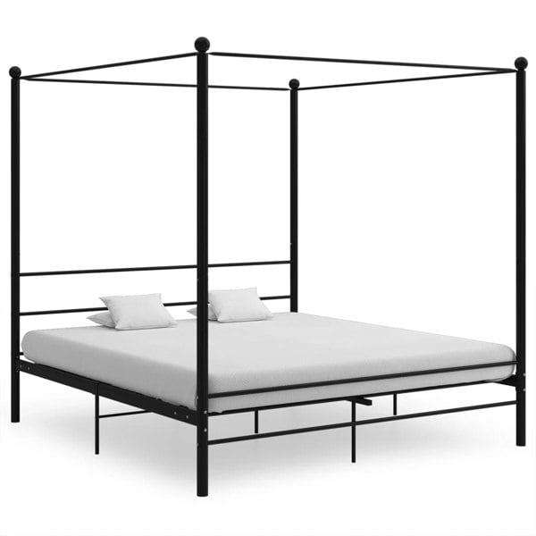 Berkfield Canopy Bed Frame Black Metal 200x200 cm