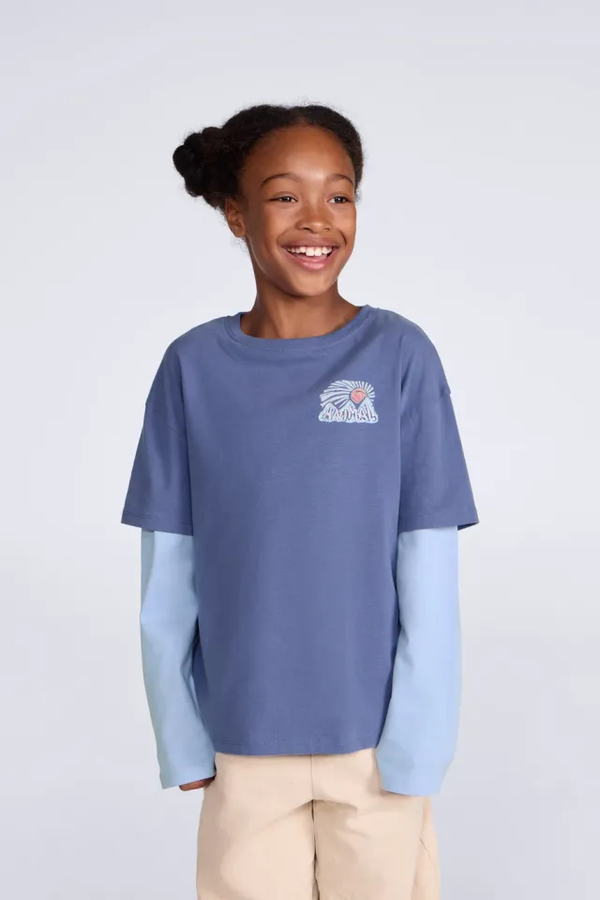 Animal Kids Ria UV Protection Double Sleeve T-Shirt - Purple