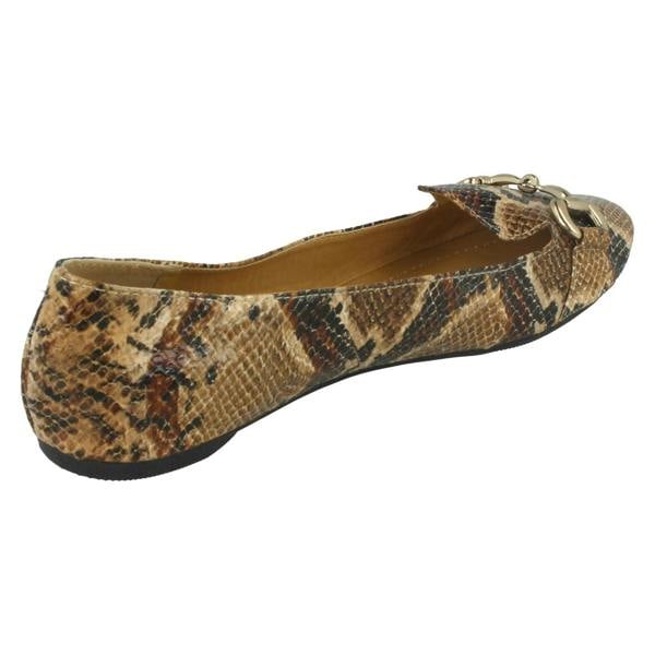 Spot On Ladies Spot On Flat Snake Print Ballerina
