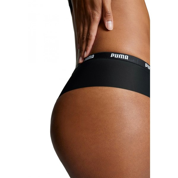 Puma 2-Pack Microfibre Seamless Mid-Rise Brazilian Briefs, Black
