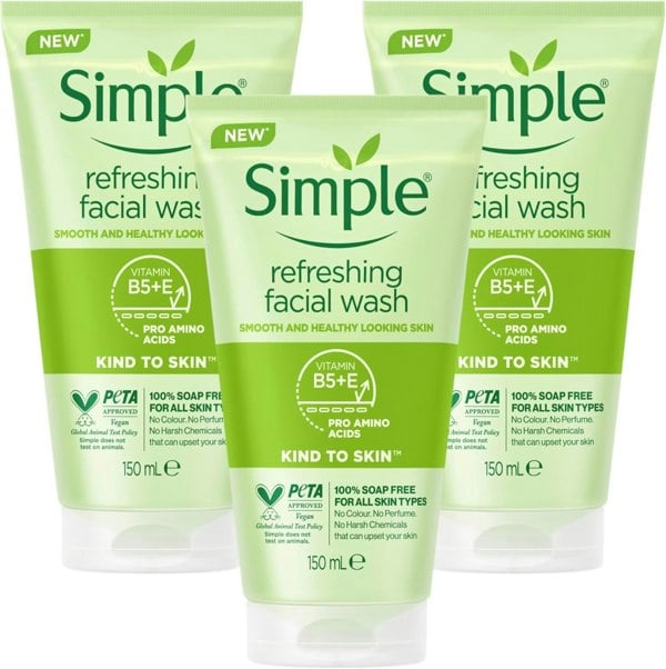 Simple Refreshing Facial Wash 150ml Pack of 3