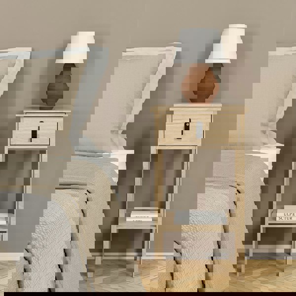 Furniture To Go Barcelona Bedside Table with 1 Drawers in Jackson Hickory Oak