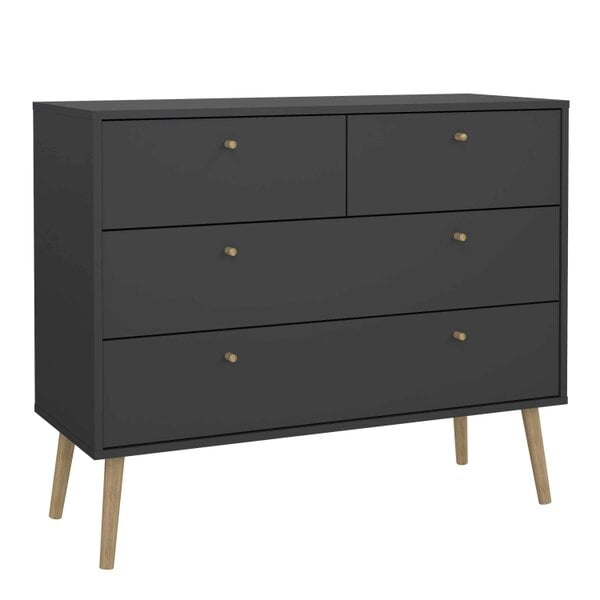 Wyld Haus Quietbloom Dark Grey Wooden Chest 4 Drawers
