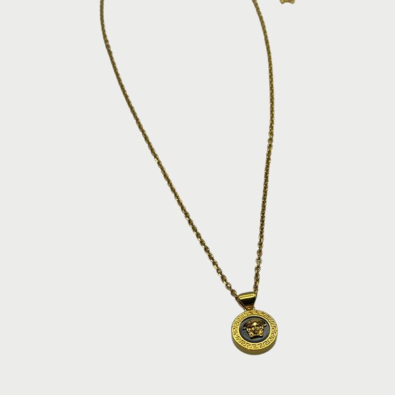 Versace Medusa Head Necklace Black Gold