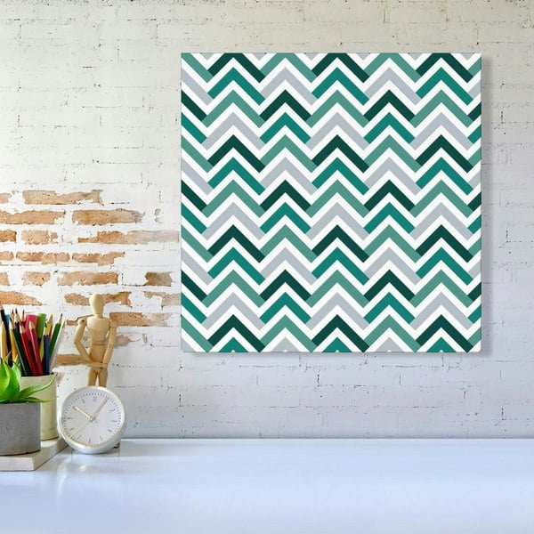 Warren Reed Geometric Retro Vintage Colored Chevron Pattern Canvas