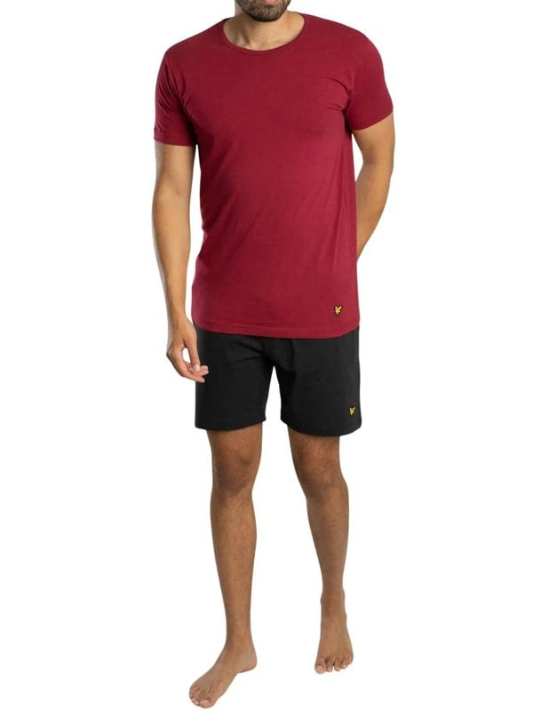 Lyle & Scott Charlie T-Shirt & Shorts Lounge Set, Burgundy/Black