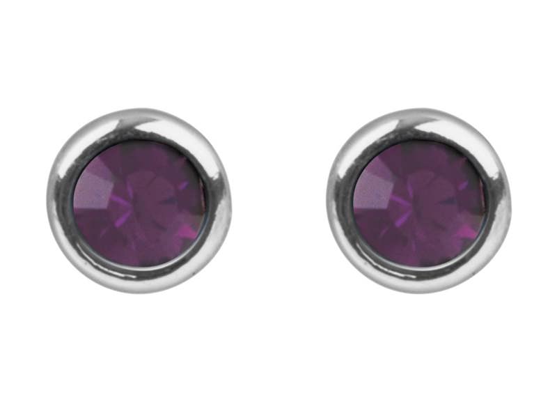Cooksongold 925 Sterling Silver Crystal Birthstone Stud Earrings, 4mm Round