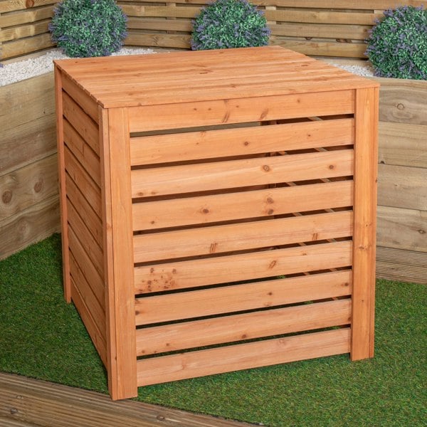 Samuel Alexander 74 x 71cm Large Wooden Garden Waste Compost Bin with Removable Lid & Bottom Door