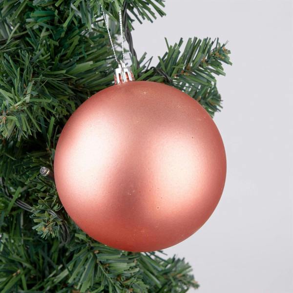 15cm Christmas Baubles Shatterproof Rose Gold Tree Decorations, Pack of 3, Glitter, Matte and Shiny Finish image 2