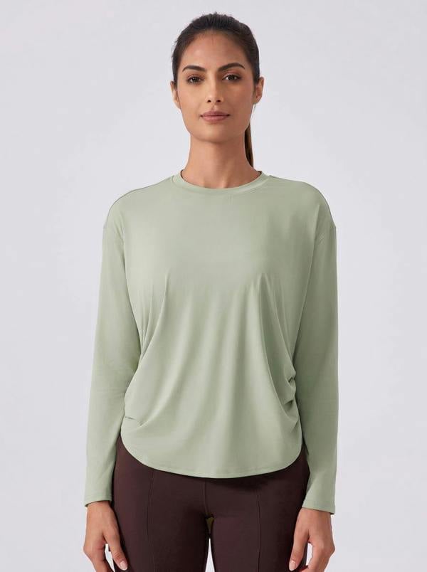 Anniou Side-Drawstring Quick-Dry Pullover - green