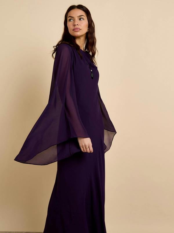 GWD Aisha Deep Purple Floaty Sleeve Maxi Dress