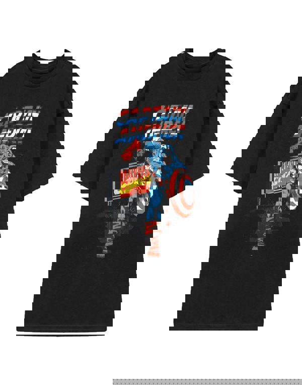 Marvel Comic Captain Mens Black Captain America Short Sleeved T-Shirt