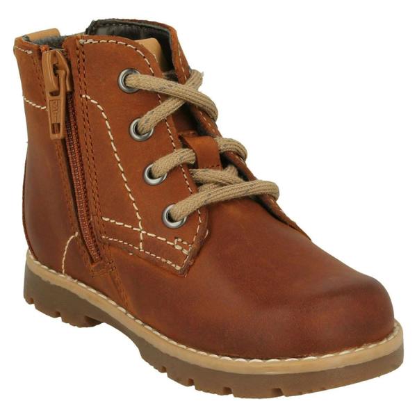 Clarks Infant Boys Clarks Lace Up Detailed Ankle Boots Comet Rock Inf