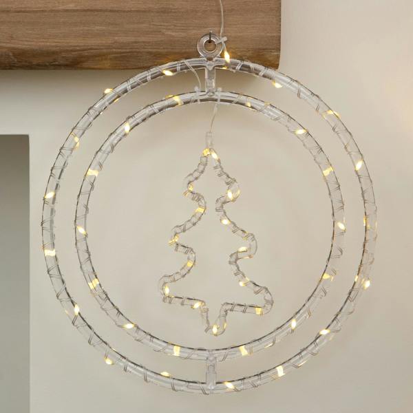 Samuel Alexander 33cm Light up Hanging Christmas Tree Ring with Warm White LEDs