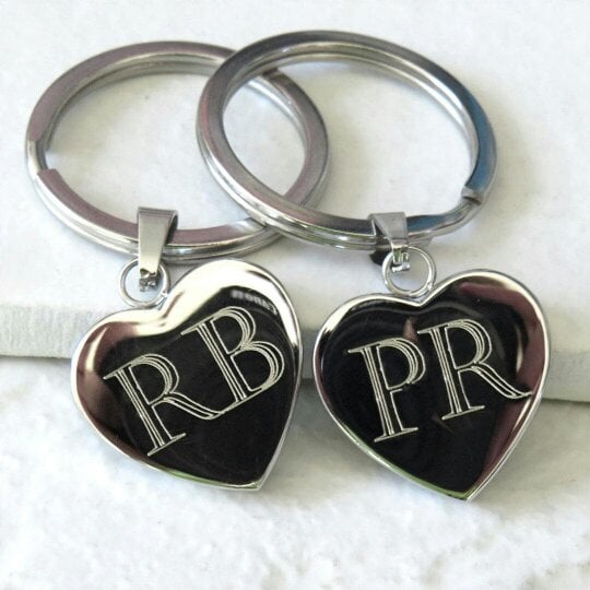 Aye Do Gifts Castellar Heart Keyring with Initials