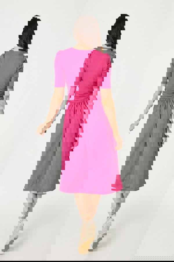 Pink | Ruched Waist Jersey Wrap Dress