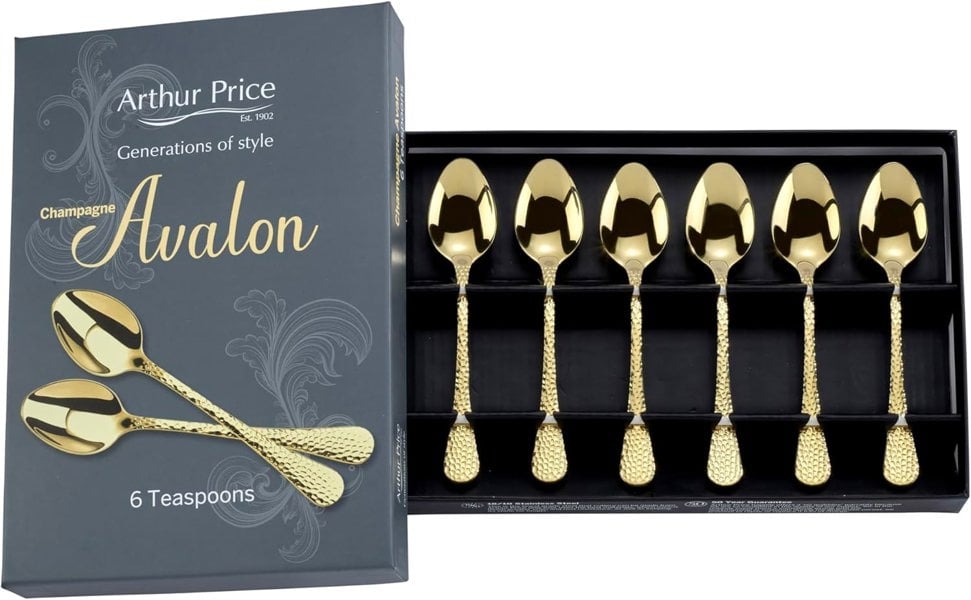 Arthur Price 'Champagne Avalon' Stainless Steel Gift Boxed Cutlery Set Of 6 Tea Spoons
