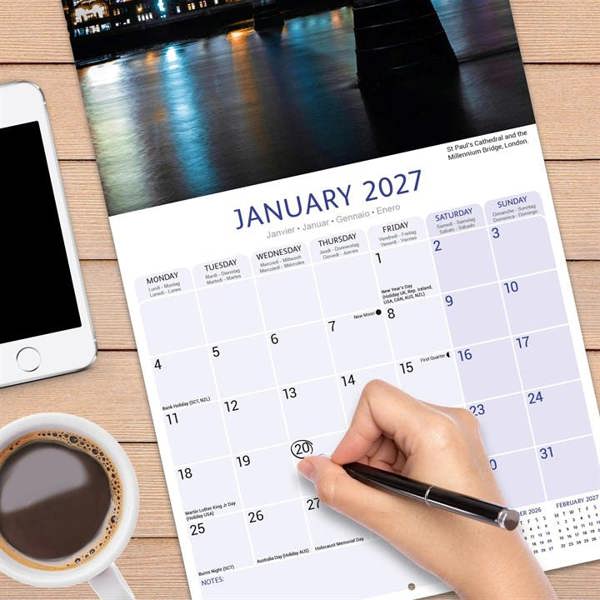 London Calendar 2027, Wall Calendars, Month To View, Travel, Gift