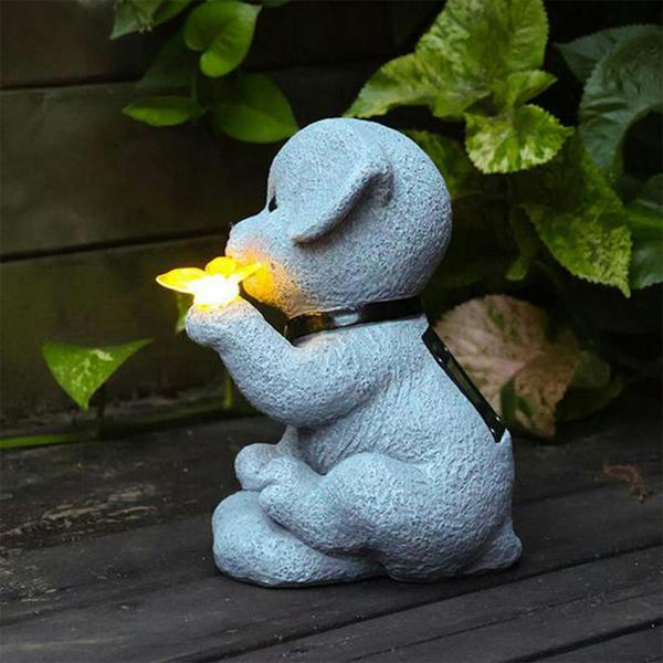 Leaper Solar Puppy Butterfly Yard Decor Light