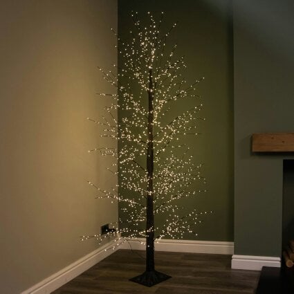 Samuel Alexander 7ft (2.1m) Light up Black Micro Dot Christmas Tree with 1700 Warm White LEDs