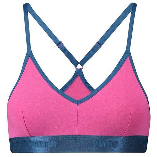Puma Cotton Modal Stretch High-Shine Triangle Bralette, Pink/Blue